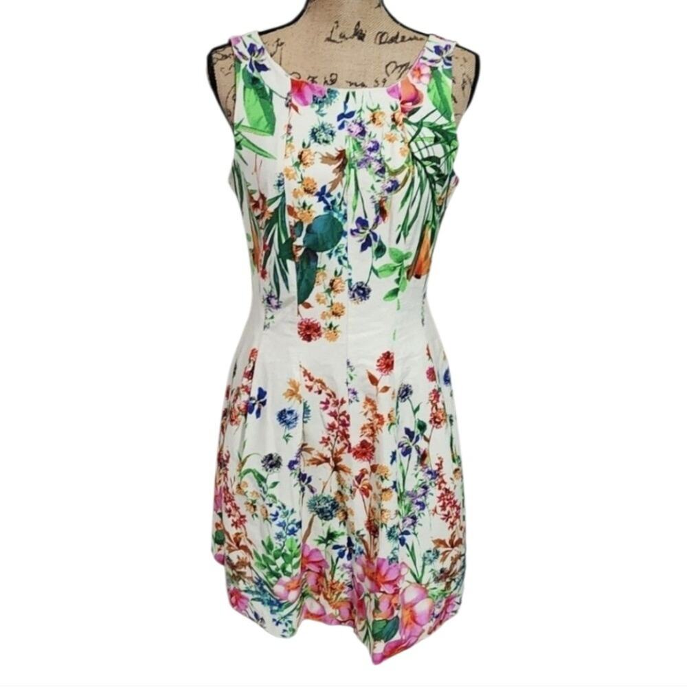 Floral Print Sleeveless Dress Colorful Garden Party Spring Summer Casual Cute